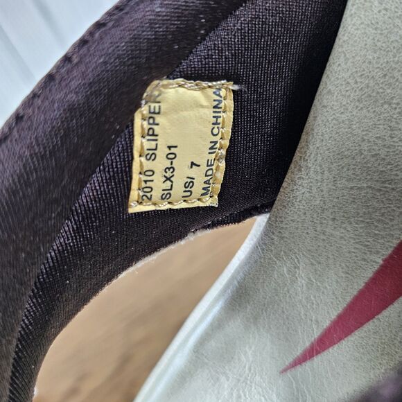 Womens Low Wedge Beige Non Slip Sandals Faux Leather Size 7 New in Box - Picture 5 of 7